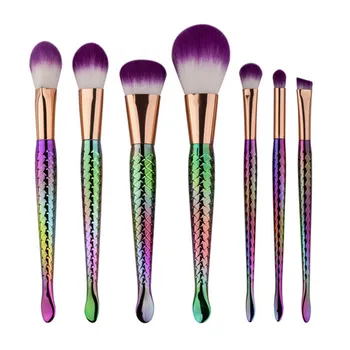 7pcs/set Mermaid Makeup Brushes Set 3 colors Beauty Cosmetics Foundation Blending Brush Make up Brush Tool Kit set Drop Shipping