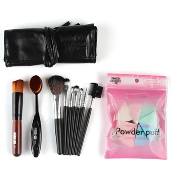 New Promotion Pro Makeup Brushes Set Eyeshadow Eyeliner Lip Brush +Puff Powder Foundation Tool