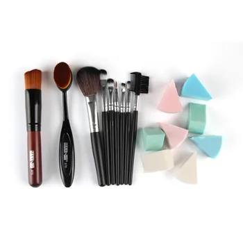 New Promotion Pro Makeup Brushes Set Eyeshadow Eyeliner Lip Brush +Puff Powder Foundation Tool