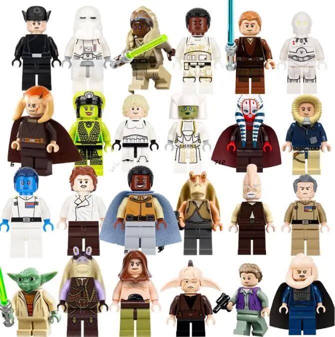 24Pcs Star Wars building blocks Luke Skywalker Yoda Han Solo Leia Gungan k-3po Thrawn Shaak Ti figures bricks toys for children