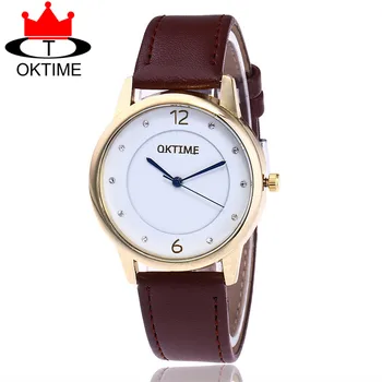2017 Hot Selling OKTIME Brand Fashion Lovely Simple Watch Casual Women Leather Strap Quartz Watches Relogio Feminino Gift KT33