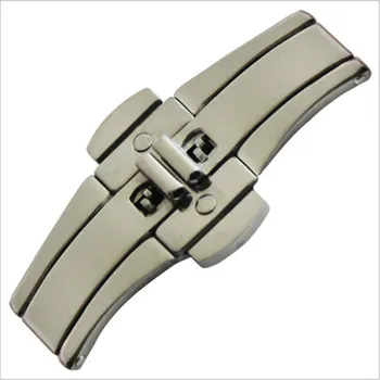 100PCS/lot 15MM 19MM 21MM 23MM 25MM Stainless steel Double Push Button Butterfly Clasp Buckle watch buckle watch part