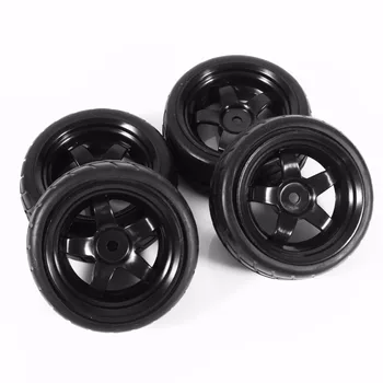 New 4Pcs 1:10 Black Rubber Tires & Wheel Rims High Grip Tyre For HPI HSP On Road Diameter 65mm RC Car Spare Part D3