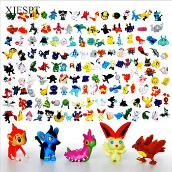 XIESPT 144pcs/set Pikachu Pokeball Figures Toy 2-3cm Pocket Monster Cartoon Figure Toys Brinquedos Collection Anime Kids Gifts