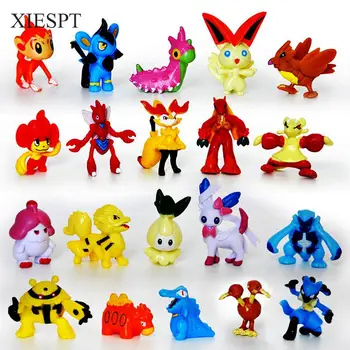 XIESPT 144pcs/set Pikachu Pokeball Figures Toy 2-3cm Pocket Monster Cartoon Figure Toys Brinquedos Collection Anime Kids Gifts