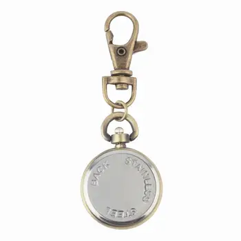 1pcs Bronze Quartz vintage pocket watch Movement Keychain Keyring Watch Pocket Watch Round Dial Wholesale