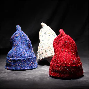 Tie Dye Hats For Women Mixed Color Winter Nipple Hat Pointed Beanies Knitted Hat Bonnet Femme Berretto Inverno Red/Black/Blue