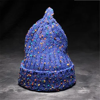 Tie Dye Hats For Women Mixed Color Winter Nipple Hat Pointed Beanies Knitted Hat Bonnet Femme Berretto Inverno Red/Black/Blue