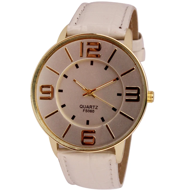 Womens Ladies Fashion Numerals Gold Dial Leather Analog Quartz Watch #2554 Brand New Luxury