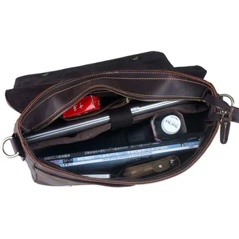 Vintage Portfolio Genuine Leather Men Briefcase Laptop Bag Real Leather Briefcase Male Business Bag Tote Handbag Shoulder Bag