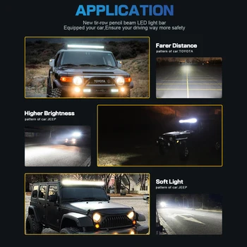 WEISIJI 1Pcs 468W Tri-row LED Light Bar+2Pcs 51W Circle LED Work Lights+2 Wiring kits Super Power Set for Jeep SUV ATV