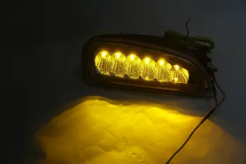 New One Set Xenon White Led Daytime Running Light DRL Fog Lights For Porsche Cayenne 06-10 W/ Amber Turn Signal Lights Lamp 12