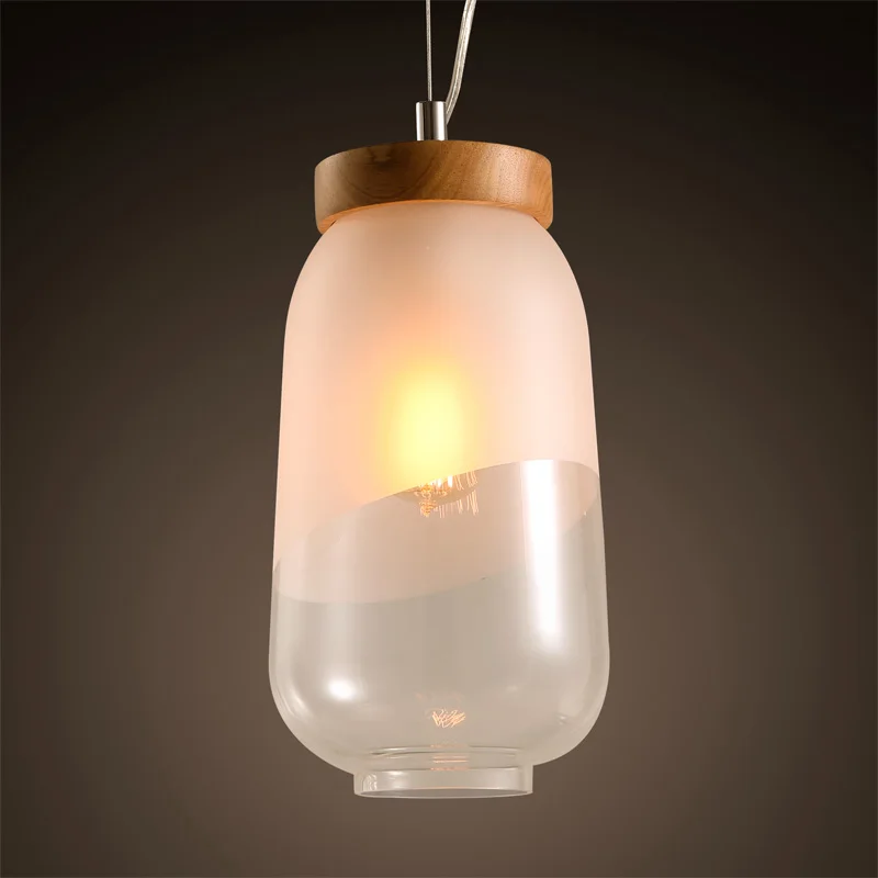Japanese modern glass lampshade hanging lamp tea shop cafe cafeteria cellar wooden decoration single Chandelier