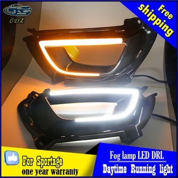 12V 6000k LED DRL Daytime running light case for KIA Sportage R-2016 fog lamp frame Fog light Car styling