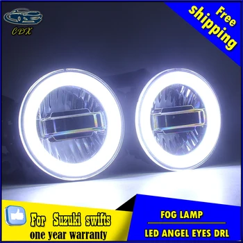 Car Styling Daytime Running Light for Swift 2007-2013 LED Fog Light Auto Angel Eye Fog Lamp LED DRL High&Low Beam