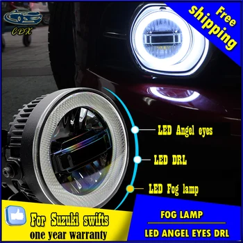 Car Styling Daytime Running Light for Swift 2007-2013 LED Fog Light Auto Angel Eye Fog Lamp LED DRL High&Low Beam