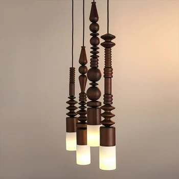 Japanese Southeast Asia solid wood art rod creative personality decoration small chandelier Cafe Bar Restaurant Chandelier