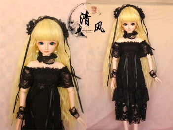 FULL SET Top quality 60cm bjd 1/3 girl doll wig clothes shoes all included !night lolita reborn baby doll hexia gift kid to