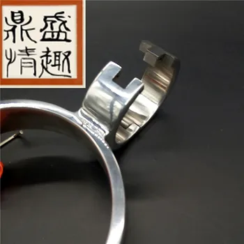 Newest Stainless steel hand neck collar even parallel handcuffs for sex bondage collar steel slave collars Erotic Toys for man