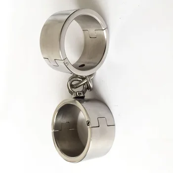 Stainless steel handcuffs for sex+legcuffs bondage harness with chain adult games bdsm fetish wear metal hand cffs sex products