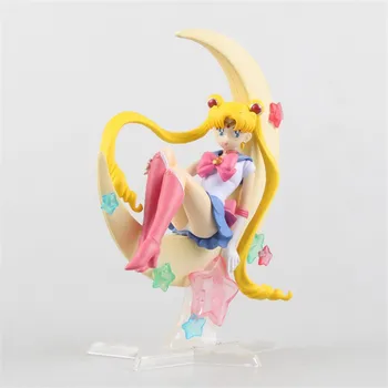 2nd Edition Pretty Guardian Sailor Moon Figure Sailor Mercury Sitting on Moon Action Figure Model Anime Collection 15CM BDFG6119