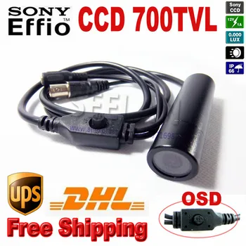 OSD menu mini bullet camera 700TVL Sony Effio CCD Color Wide Angle ccd mini cctv camera Security Camera for 960H 4140+810\811