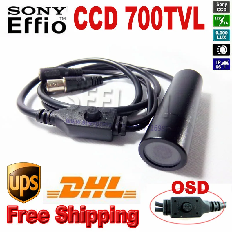 OSD menu mini bullet camera 700TVL Sony Effio CCD Color Wide Angle ccd mini cctv camera Security Camera for 960H 4140+810\811