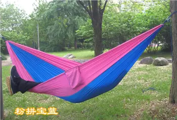 Portable Nylon Parachute Double Hammock Garden Outdoor Camping Travel Furniture Survival Hammock Swing Sleeping Bed For 2 Person