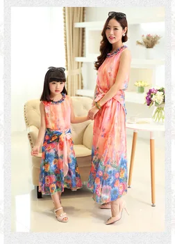 1 piece/lot mom or daughter Princess bohemian Girl's Dresses sleeveless dress Spring Summer Girls Dress Kid Baby Clothes TSP373