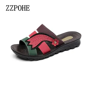 ZZPOHE 2017 Summer new mother slippers elderly flat Soft bottom comfortable Ladies slippers large size pregnant women slippers