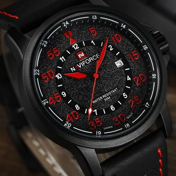 NAVIFORCE Brand Fashion Casual Watches Men's 3ATM Waterproof Quartz Watch Men Date Clock Man Leather Army Military Wristwatch