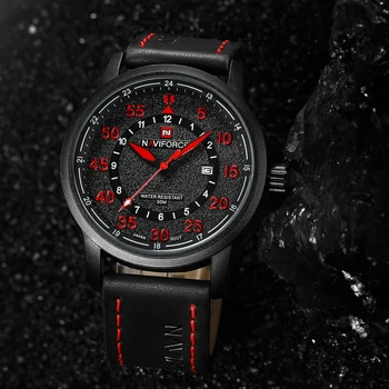 NAVIFORCE Brand Fashion Casual Watches Men's 3ATM Waterproof Quartz Watch Men Date Clock Man Leather Army Military Wristwatch