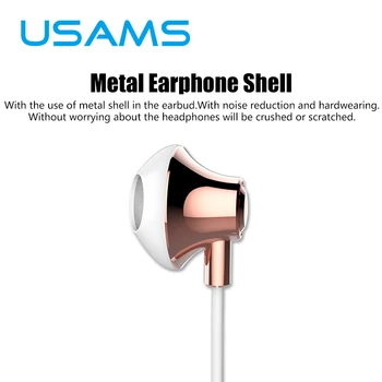 USAMS 3.5mm in-ear Stereo Earphone with Mic Microphone 1.2m HiFi Supper Bass Earphone Earbuds For iPhone iPad Samsung