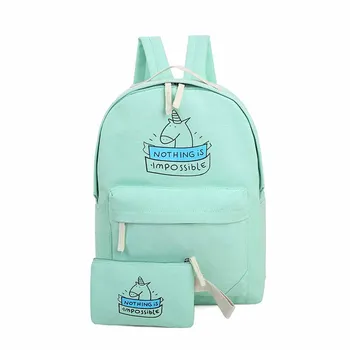 CIKER women canvas backpack fashion cute travel bags printing backpacks 2pcs/set new style laptop backpack for teenage girls