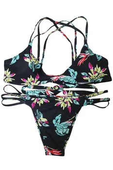 Maillot bikini strappy bikini swimsuit Women Push Up Bikini Set Bra Padded Plus Size Low Waist Print Brazilian Swimsuit 41936
