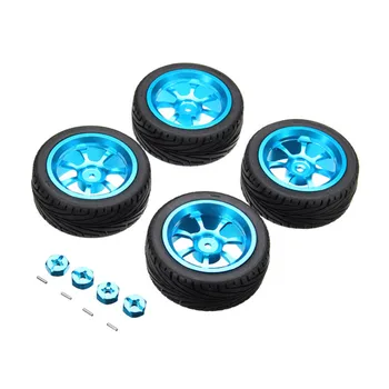 4PCs Rim and Tires with 7mm To 12mm Adapter For 1/18 WLtoys A959-B A949 A959 A969 A979 K929 Rc Car Parts aluminium alloy Wheels
