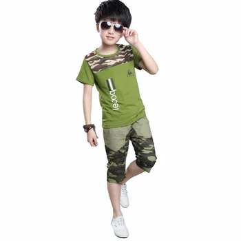 Fashion Boy Sport Army Suits Children Clothes for Baby Boy Leisure Child Clothing sets Camouflage for Teenage Kids New arrived