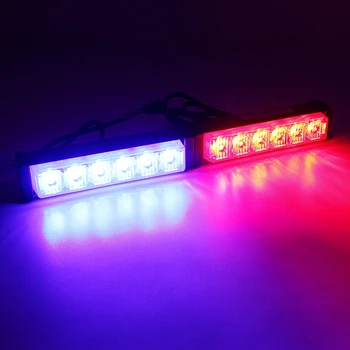 12 LED Strobe Flash Warning Light Bar Car Styling White Red Blue Fireman Police Emergency Multiple Modes Front Grille Deck Lamps
