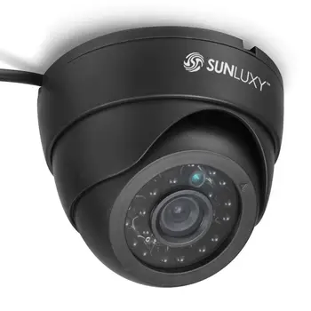 SUNLUXY 700TVL CCTV Camera CMOS 24 LED Infrared Night Vision Surveillance Dome Camera Home Indoor/Outdoor Security Cam Black