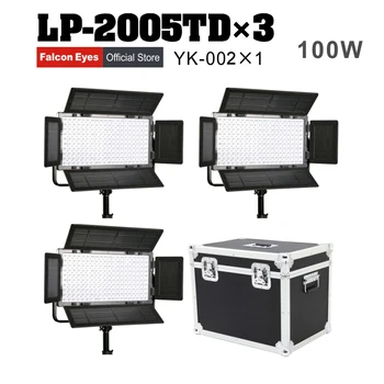 Falcon Eyes 3pcs/lot 100W Dimmable LCD Studio Light Panel LED Video Light DMX512 LED photo lighting LP-2005TD