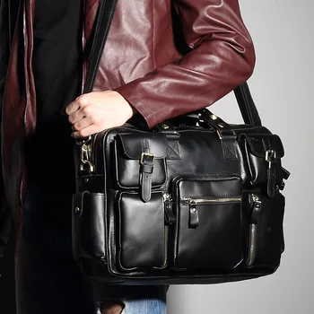 2017 New Brand Genuine Leather Men Messenger Bags Large Capacity Shoulder Men Handbags Vintage Cowhide Men Travel Bags A1839