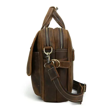 2016 Men Genuine Leather Briefcase Male Fashion Handbag Leisure Cowhide Messenger Bags for Men Hot Laptop Business Bag Vintage