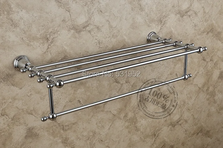 Classic Antique Brass Bathroom Towel Racks, Chrome Plate Double Bar Towel Holder For Wall Mounted