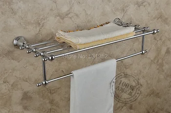 Classic Antique Brass Bathroom Towel Racks, Chrome Plate Double Bar Towel Holder For Wall Mounted