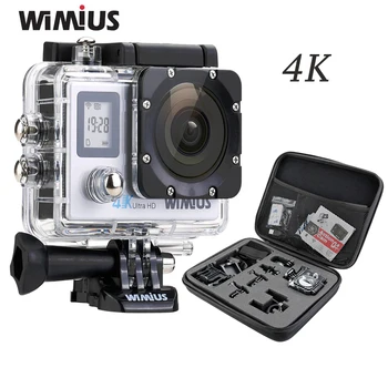 Wimius Double Screen Wifi Action Camera 4K Ultra HD Video Sports Mini Helmet Cam Car DVR Go Waterproof 40M+ Portable DV Pro Bag