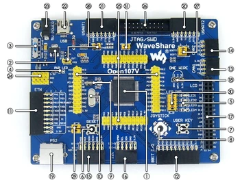 Module STM32 ARM Cortex-M3 Development Board STM32F107VCT6 STM32F107 + 8pcs Accessory Modules + ping=Open107V Package B