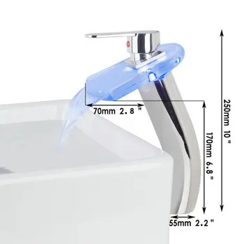 RGB LED Light Waterfall Bathroom Glass Chrome Brass 8020/9 Deck Mounted Basin Faucet Torneira Sink Faucets,Mixers &Taps