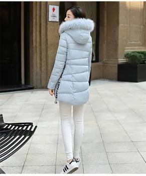 Women Winter Coat Female Warm Jacket Long Section Down Cotton Padded Jacket Fur Collar Hooded Warm Parka Overcoat TT213