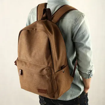 Korean Style Fashion Casual Laptop Backpack Men Canvas Travel Backpack Women Solid Color Simple Designer School Bag