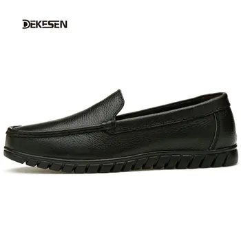 Dekesen Men's Genuine Leather Shoes Business Dress Moccasins Flats Slip On Men's Casual Shoes Lace-Up Dress Men Shoes 38-47 8088